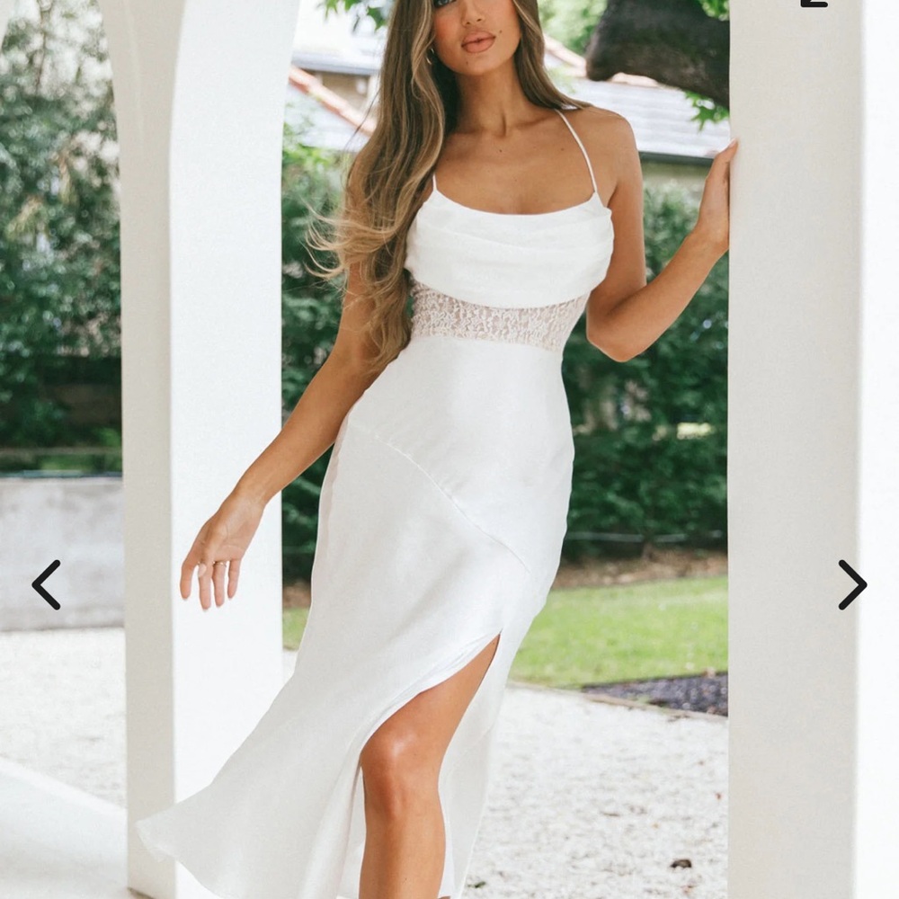 Selfie Leslie White Asymmetrical Sundress with Slit
